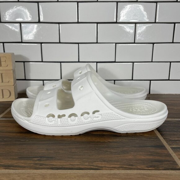 CROCS Baya Sandal Womens Size 11 Shoes White Iconic Comfort Double Strap Slide - Picture 1 of 16